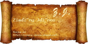 Zimány János névjegykártya